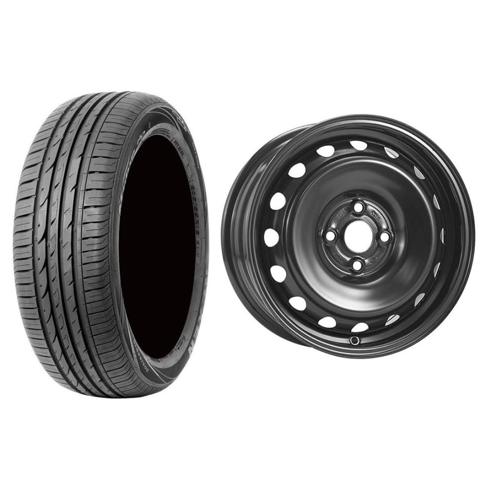 Roata completa Hyundai i20 janta otel ALCAR 5015, 4x100, 15 inch si anvelopa vara Nexen N'blue HD 185/65R15 88T si Senzor presiune ALCAR