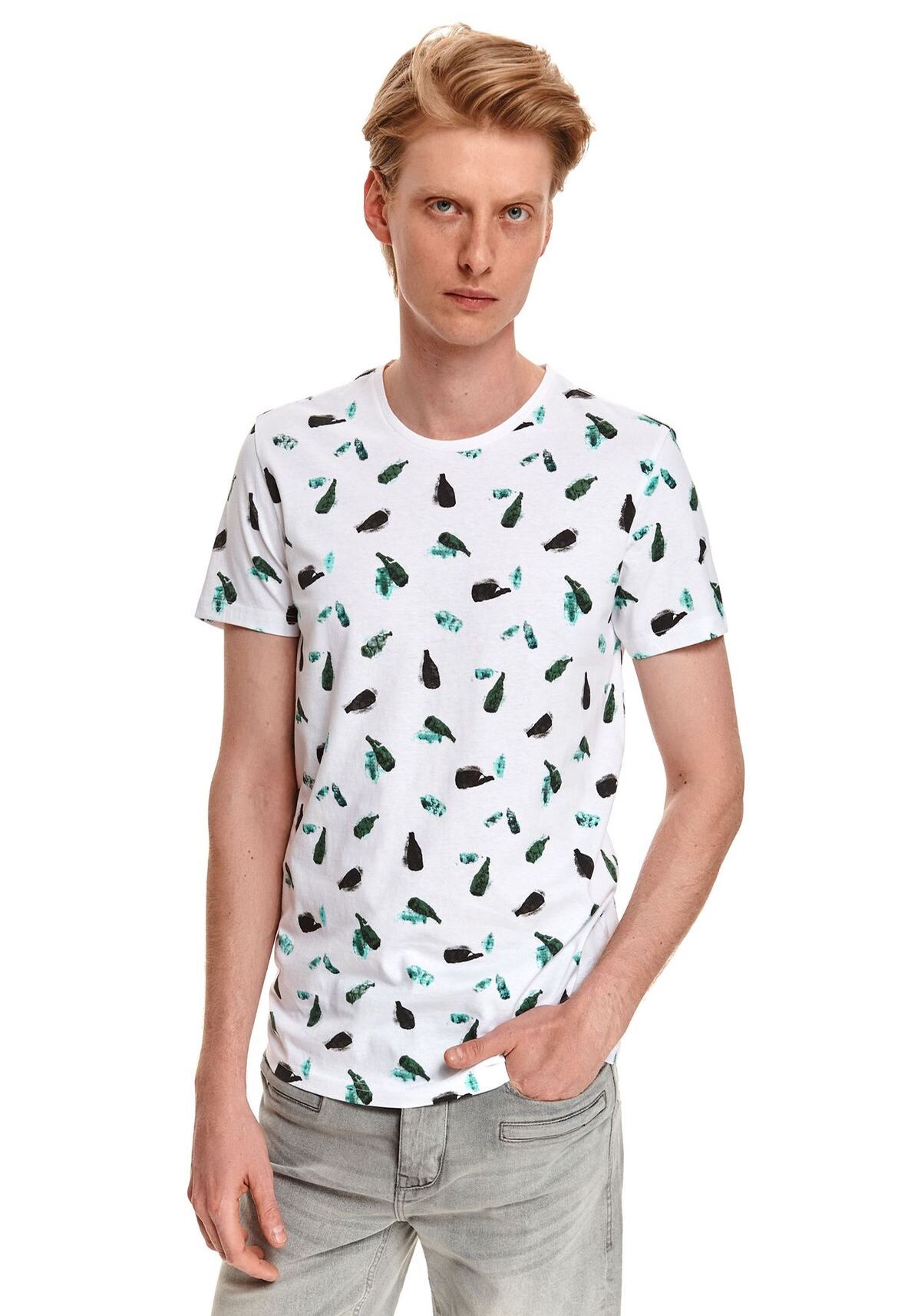 Tricou barbati, TOP SECRET, SPO5131, Alb