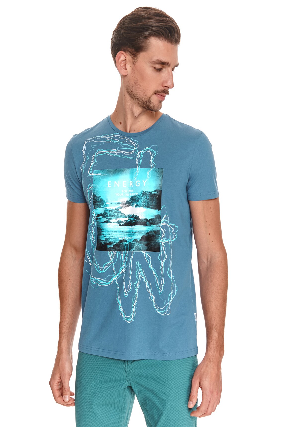 Tricou barbati, TOP SECRET, SPO5140, Albastru