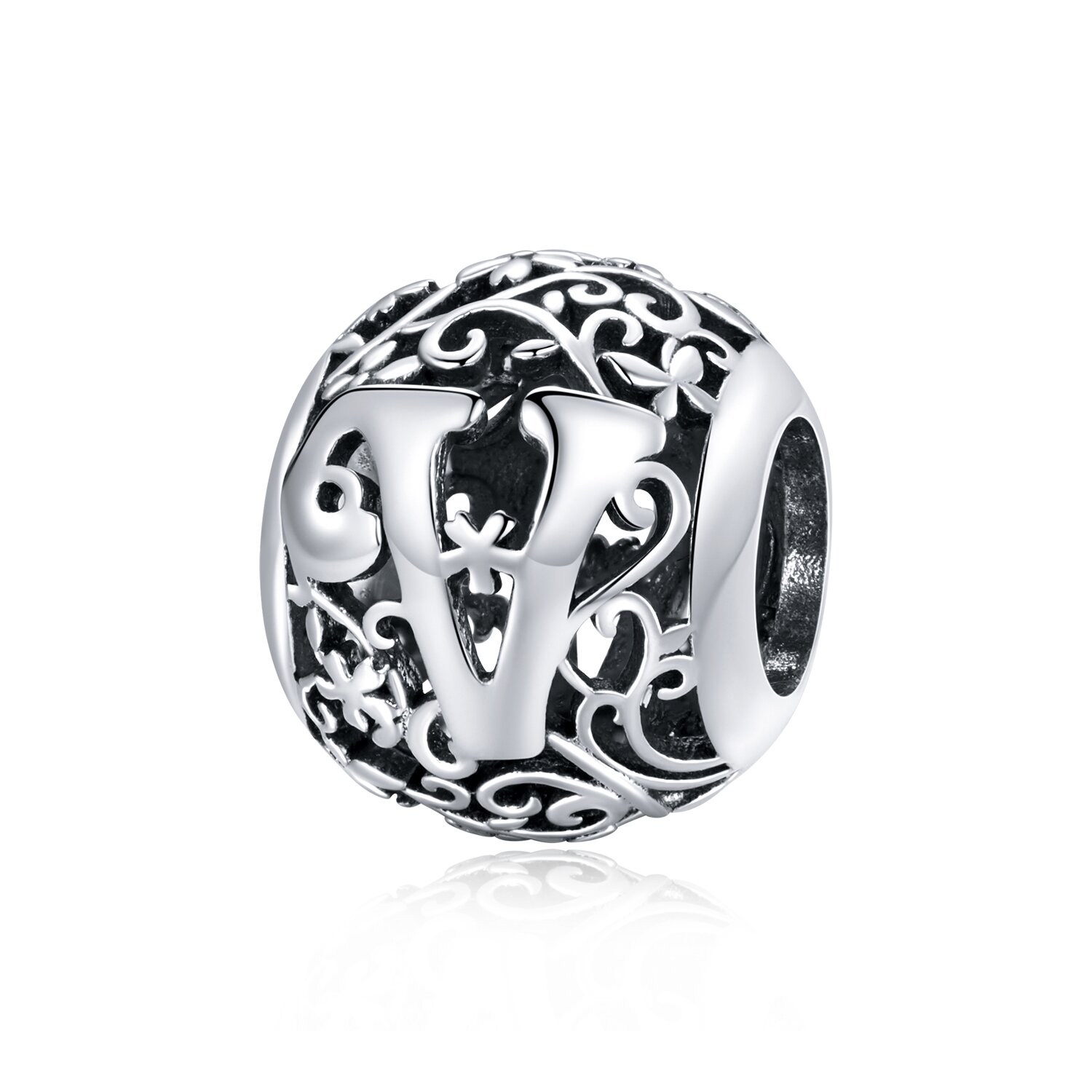 Talisman din argint Alphabet Letter V