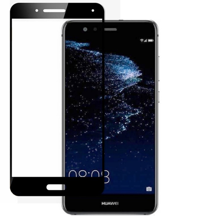 Folie protectie, Sticla, 9D, Compatibila cu Huawei P10 lite, Negru