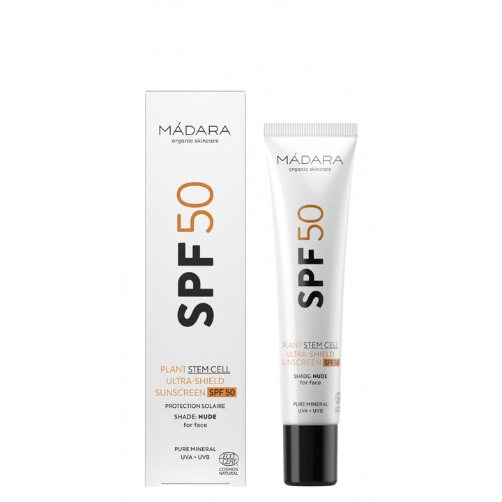 Crema pentru protectie solara fata Ultra Shield SPF 50 Madara, 40 ml, natural