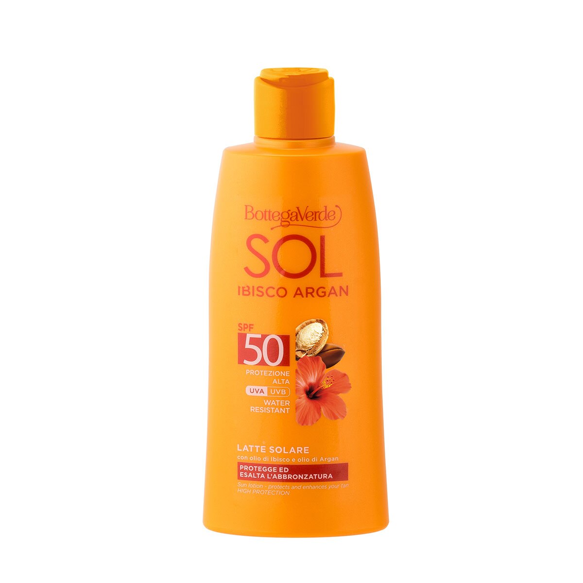 Lapte protectie solara, cu ulei de Hibiscus si Argan, SPF 50 - Sol Ibisco Argan, 200 ML, Bottega Verde