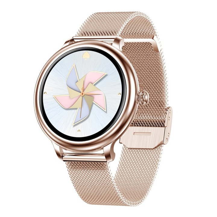 Смарт часовник NUBI LA13 Smartwatch, Пулс, Калории, Bluetooth, IP67, IPS дисплей, Ултратънък, Розово Злато