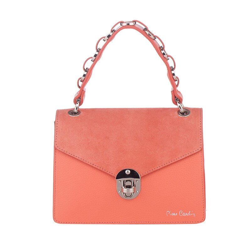 Poseta din piele naturala - Pierre Cardin, PCL1804P, 21х16х8cm, Roz