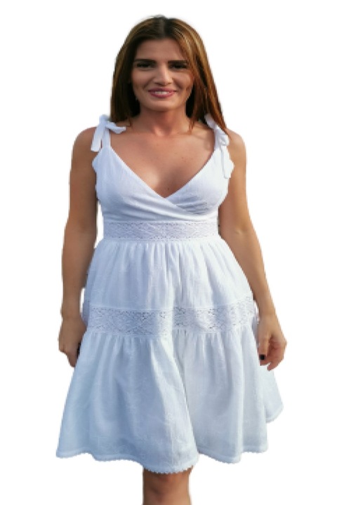 Rochie alba din bumbac brodat