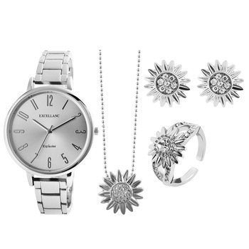 Set cadou , ceas dama, Excellanc, INTERSTELAR, colier, cercei, inel, placat silver IP si pietre zirconia 1800219-001 Set cadou , ceas dama, Excellanc, INTERSTELAR, colier, cercei, inel, placat silver IP si pietre zirconia 1800219-001