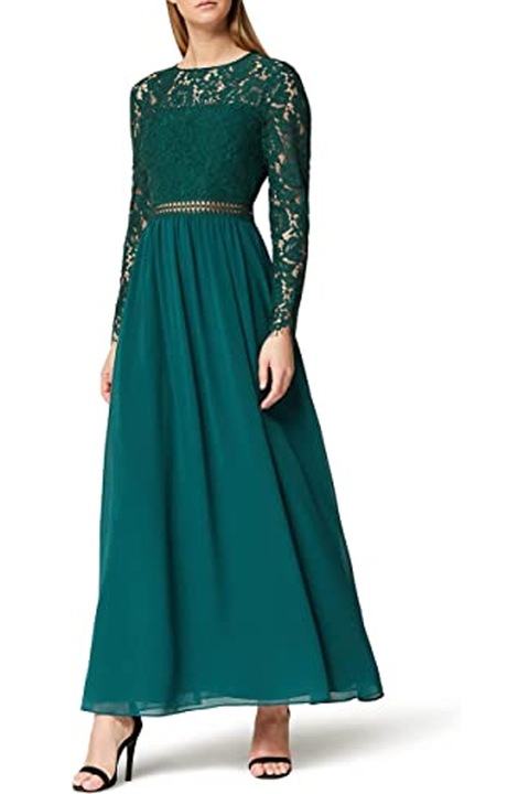Дамска официална рокля Truth & Fable 2657615-AZ14496, Дълга, Дантелена, Зелен, 34/XS