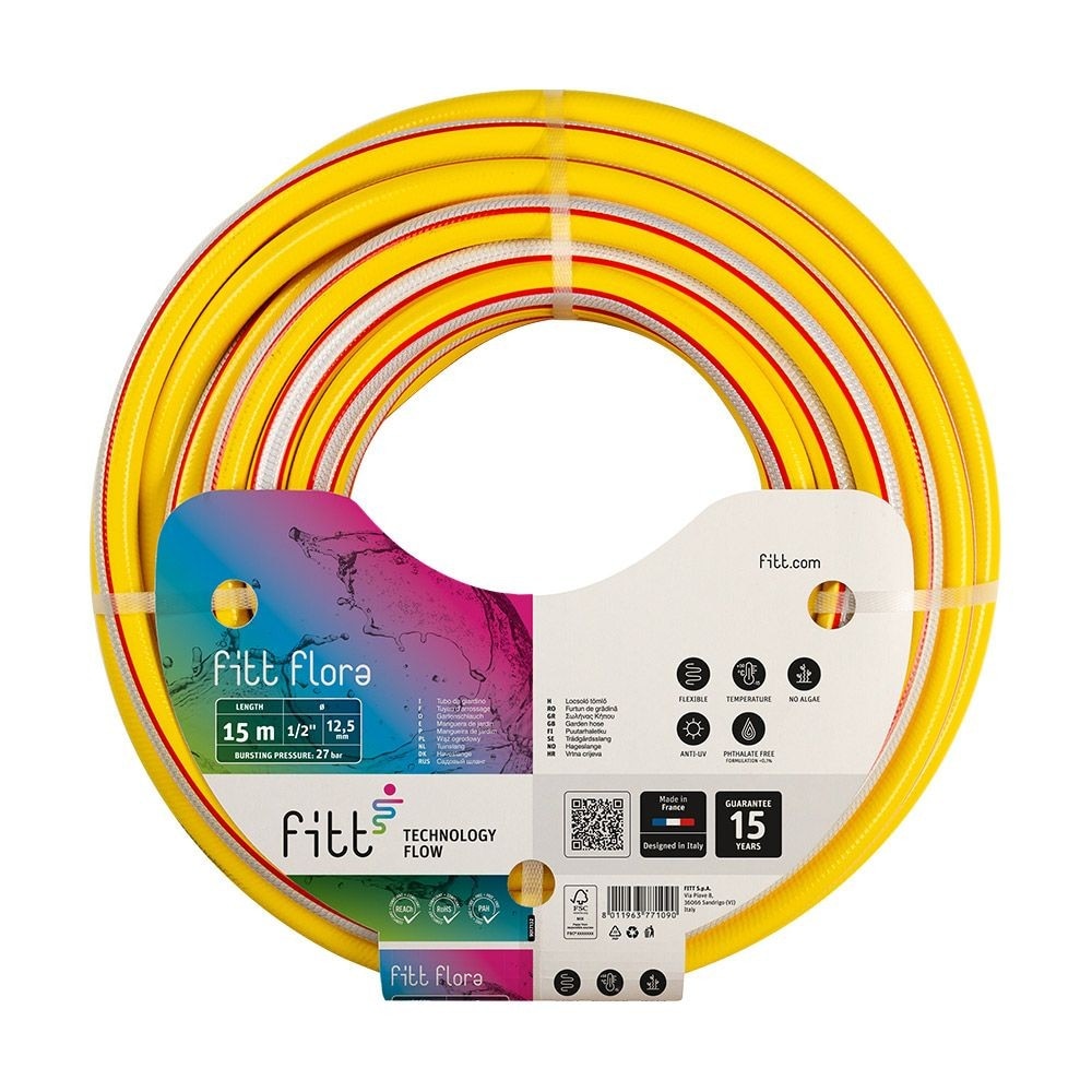 Furtun de gradina, pentru irigatii, Flora, 12.5 mm, 27 bar, rola 15 m