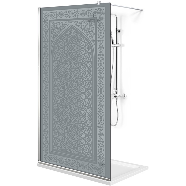 Aqua Roy ® INOX 100x195 cm zuhanyfal, fekete Carat modell, 8 mm szürke biztonsági üveg, vízkő elleni kezeléssel