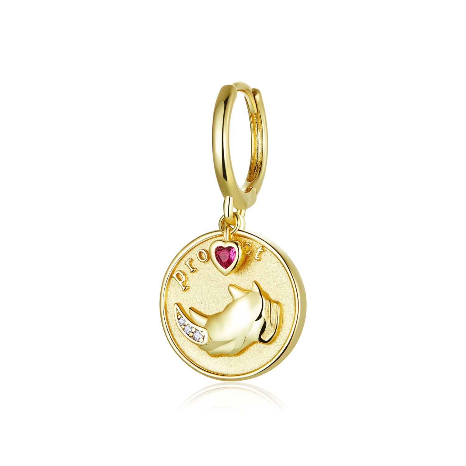 Cercel din argint Golden Heart Coin