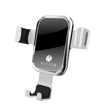 Suport Auto Pentru Telefon Universal Bivier Elegance Silver, Prindere cu Clama, Antiamprenta Suport Auto Pentru Telefon Universal Bivier Elegance Silver, Prindere cu Clama, Antiamprenta