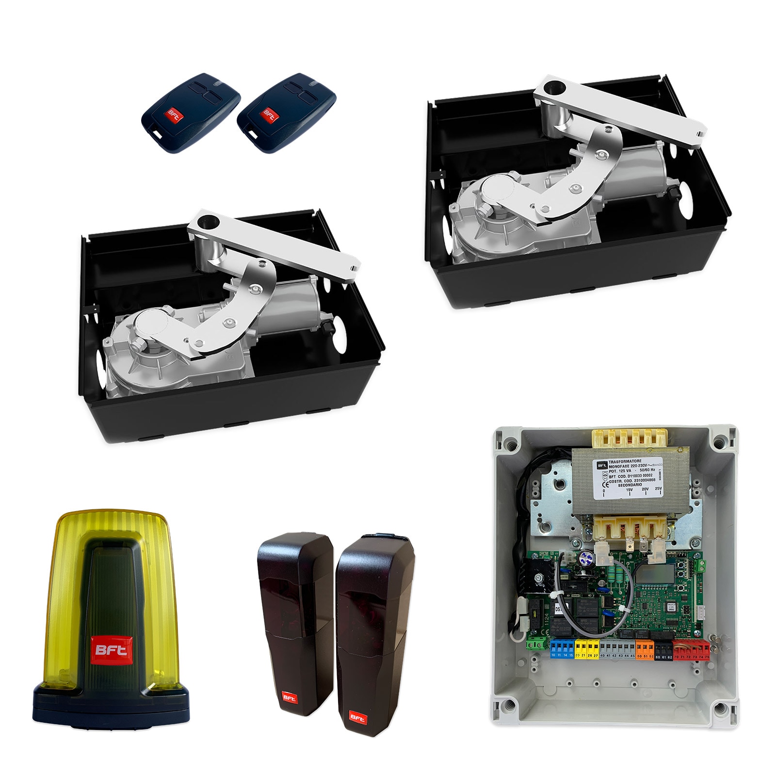 Kit automatizare porti batante, Eli BT A40, Bft, lungime 4m/canat, greutate 500Kg/poarta, pentru porti metalice