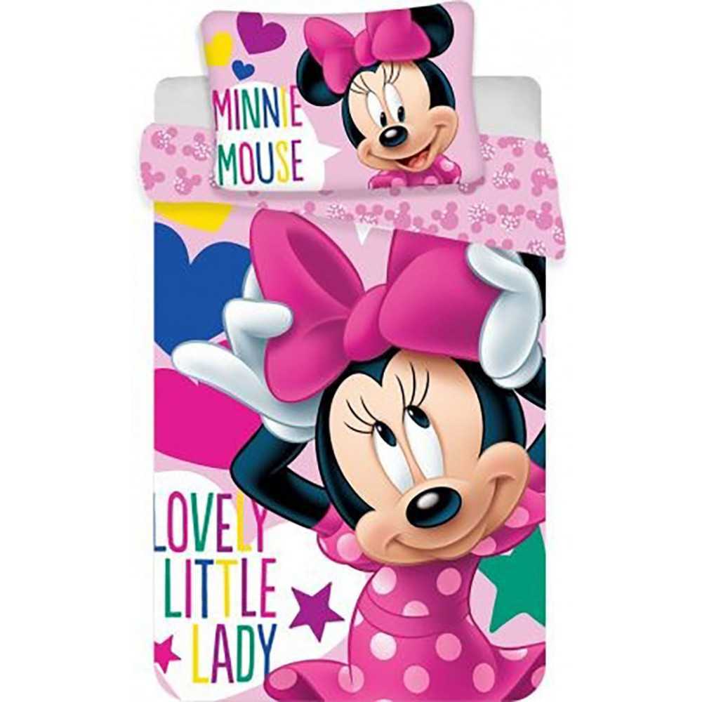 Set lenjerie pat copii Minnie Lovely Little Lady 100x135 + 40x60, SunCity, Roz