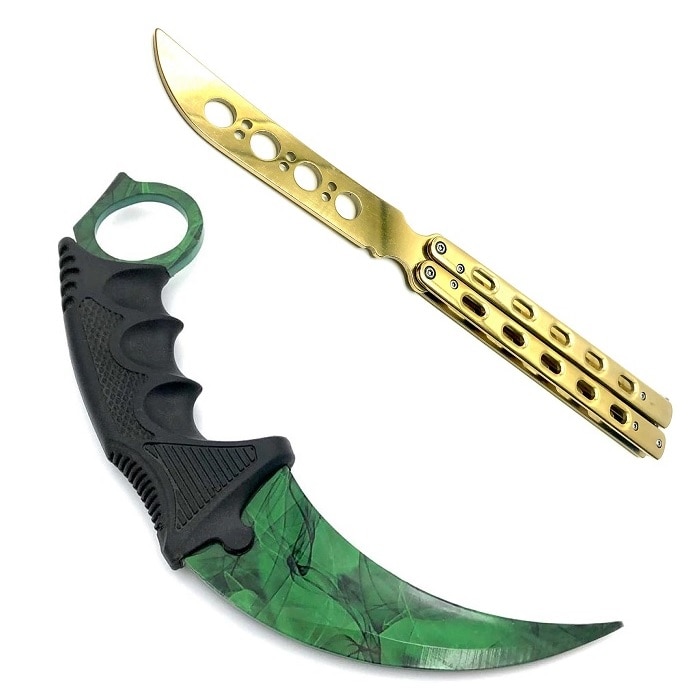 Set format din Butterfly Gold si Karambit Gamma Doppler, ambele de antrenament