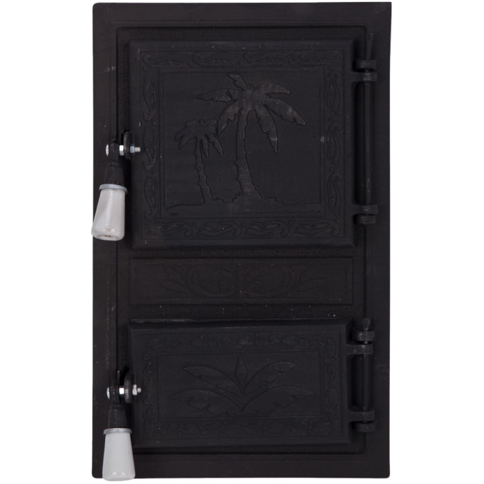 Usa monobloc pentru soba Evotools 660368, 470x290 mm, model Palmier, Fonta