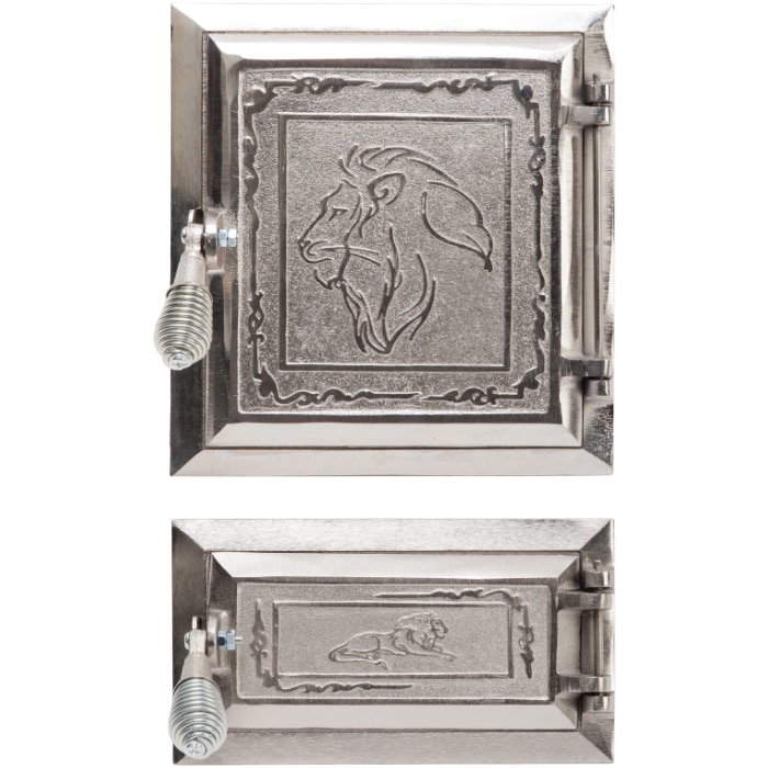 Usa pentru soba Evotools 660314, cu cenusar, 275x255 mm, model Leo, Fonta