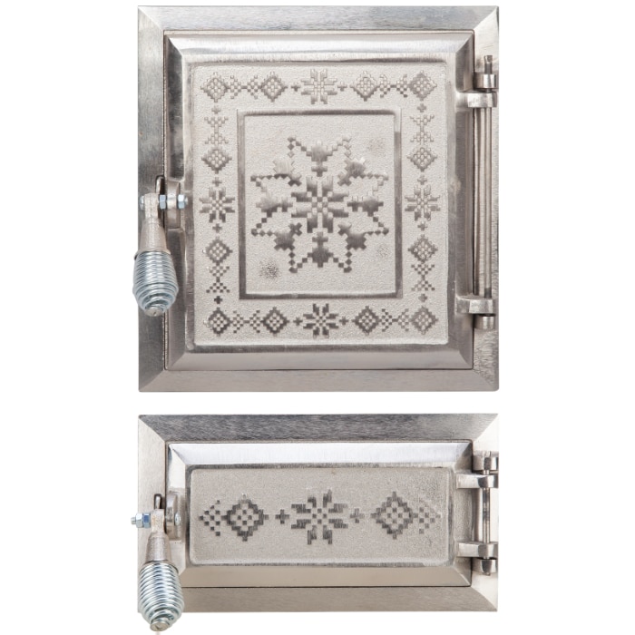 Usa pentru soba Evotools 679706, cu cenusar, 275x255 mm, model Struguri, Fonta