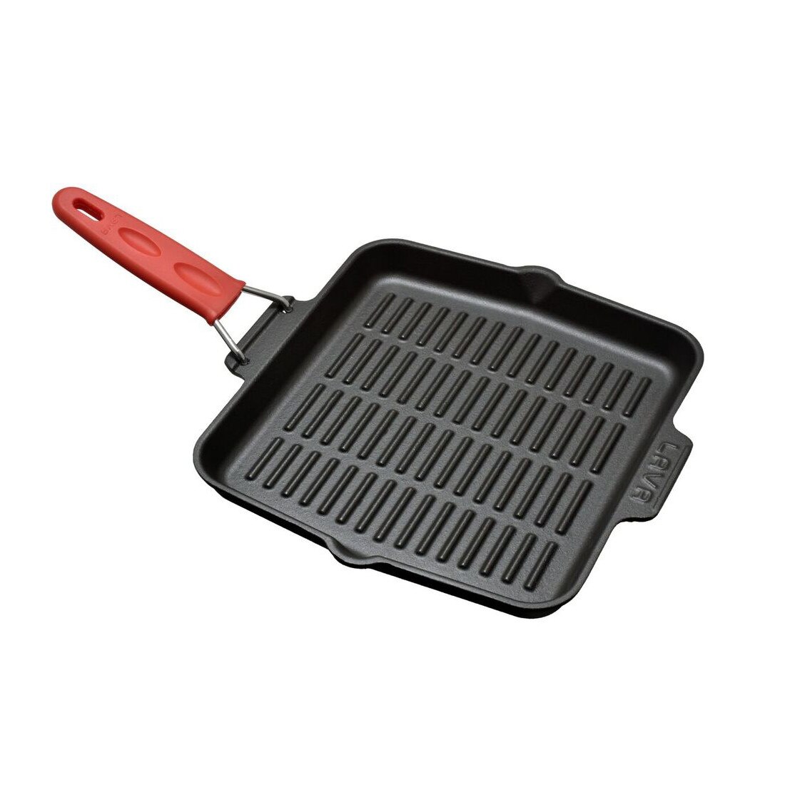 Tigaie grill patrata 24 x 24 cm, inductie, maner rosu - LAVA