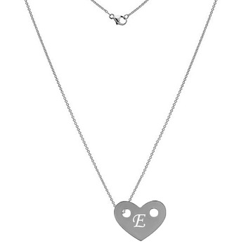 Lant argint 925, 50 cm, si charm inima argint 925, gravat litera E Lant argint 925, 50 cm, si charm inima argint 925, gravat litera E