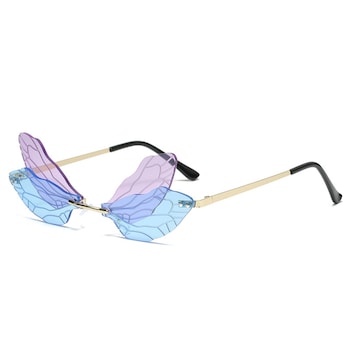 Ochelari de soare Nevermore® New Trend Punk Aripi de fluture Mov cu albastru Ochelari de soare Nevermore® New Trend Punk Aripi de fluture Mov cu albastru