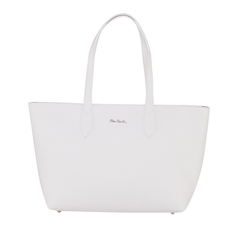 Geanta din piele naturala - Pierre Cardin, PCL1736W, 41x28x15cm, Alb