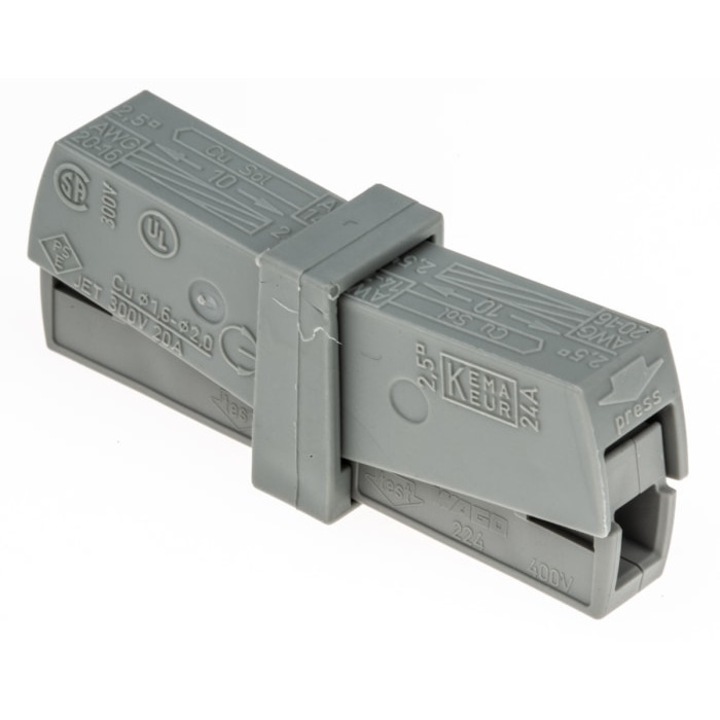 Conector doza Wago cu arc, prelungitor cablu litat