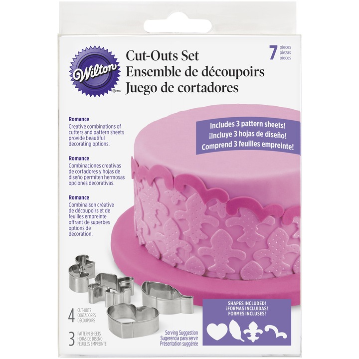 Wilton "Romance Fondant Cut and Press" 7 darabos süteményforma szett