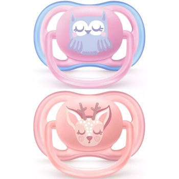 Set 2 suzete Philips Avent SCF085/02 Ultra Air, ortodontice, 0-6 luni, Roz/Portocaliu Set 2 suzete Philips Avent SCF085/02 Ultra Air, ortodontice, 0-6 luni, Roz/Portocaliu