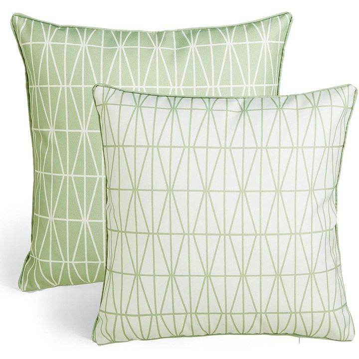 Set 2 perne VonHaus 2500376, potrivite pentru exterior, culoare verde-crem