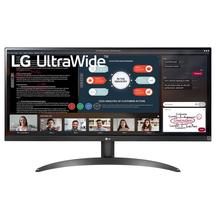 LG UltraWide 29WP500-B LED Monitor, IPS, 29", 21:9, 2560x1080, HDR10, AMD FreeSync, HDMI