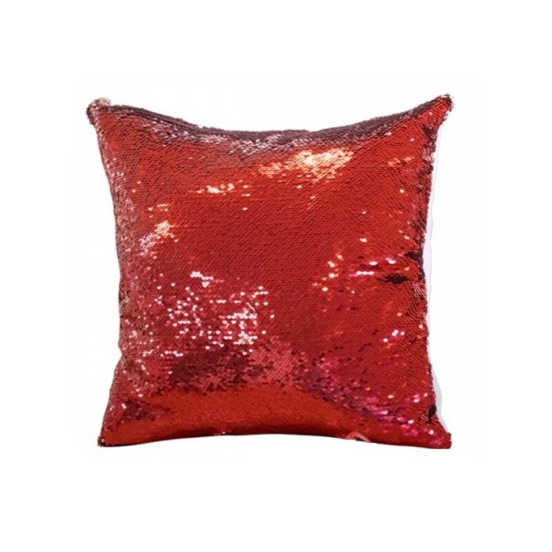 Perna personalizata patrata cu paiete - Glitter rosu - personalizare ambele fete