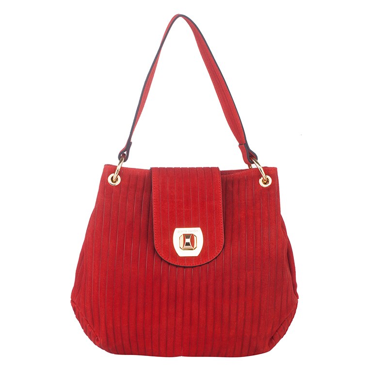 Poseta din piele intoarsa - Pierre Cardin, PCL1827R, 33х24 х10cm, Rosu