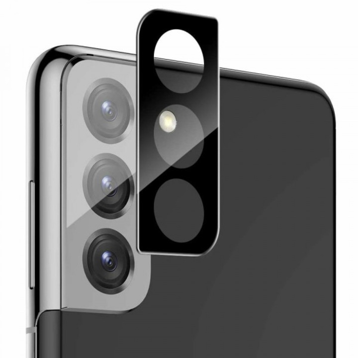 Protector de sticla pentru camera Temperd Glass, Samsung Galaxy S21, 3D, Negru