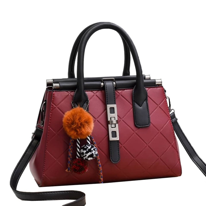 Geanta de piele cu curea de umar, Charon Scheena 2, Rosu melage