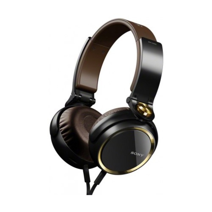 Casti audio cu banda Sony MDRXB600N, Tip DJ, Negru/Maro