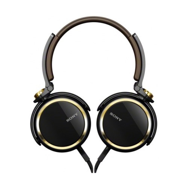 Casti audio cu banda Sony MDRXB600N, Tip DJ, Negru/Maro