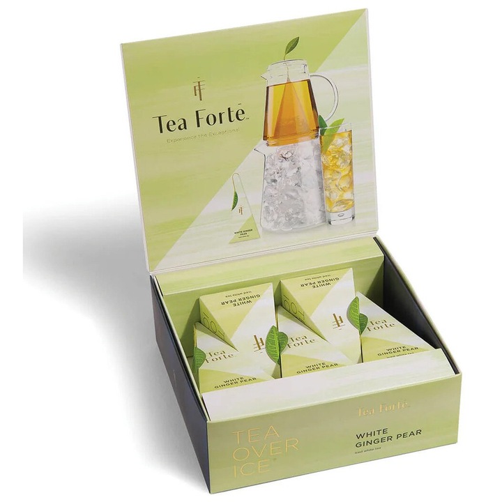 Ceai rece- Tea Over Ice Alb Ghimbir si Pere, Tea Forte – Cutie cu 5 piramide de ceai rece
