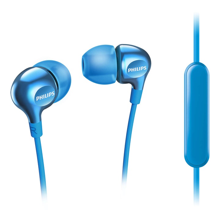 Casti audio In-Ear cu microfon Philips SHE3705LB/00, Albastru