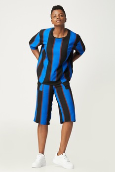 Antonia M, Bluza cu model colorblock, Albastru/Negru/Maro Antonia M, Bluza cu model colorblock, Albastru/Negru/Maro