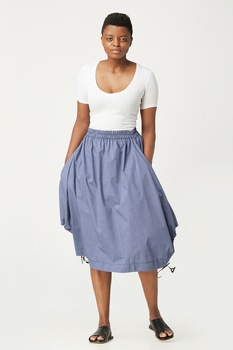 Antonia M, Fusta midi cu buzunare laterale, Albastru lavanda/Alb Antonia M, Fusta midi cu buzunare laterale, Albastru lavanda/Alb