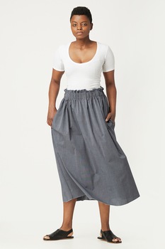 Antonia M, Fusta midi cu buzunare laterale, Gri Antonia M, Fusta midi cu buzunare laterale, Gri