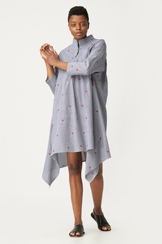 Antonia M, Rochie asimetrica lejera cu maneci cazute, GRI/NEGRU/ROSU, S-M Antonia M, Rochie asimetrica lejera cu maneci cazute, GRI/NEGRU/ROSU, S-M