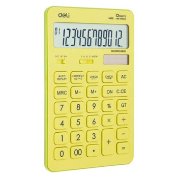 Calculator de Birou Deli 1541, 12 Digits, Galben Pastel, Functie de Verificare si Corectie Calculator de Birou Deli 1541, 12 Digits, Galben Pastel, Functie de Verificare si Corectie