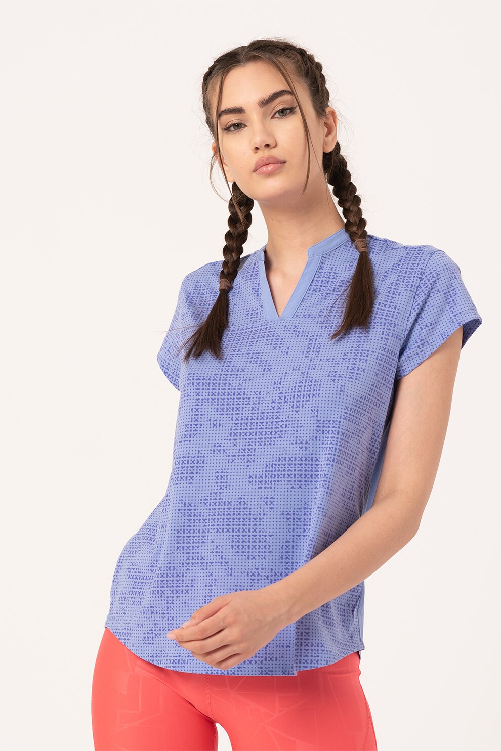 Under Armour, Tricou din amestec de bumbac cu imprimeu Threadborne, Albastru