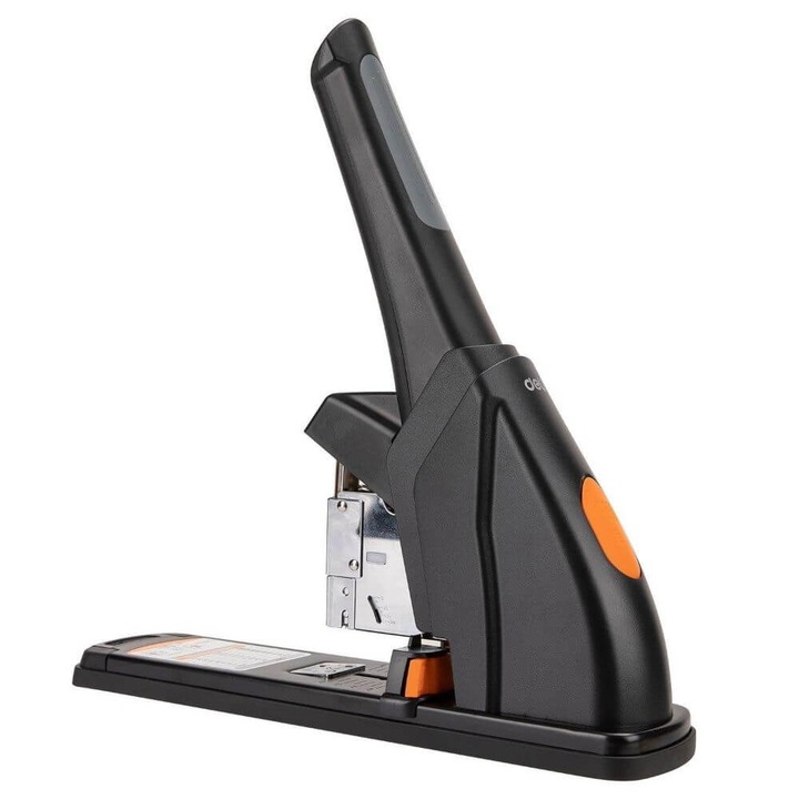 Deli energiatakarékos tűzőgép, 210 lap, kapcsok 23/6 és 23/23, fekete fém ház