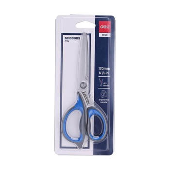 Foarfeca de Birou cu Grip Deli, 17 cm, Albastru, Material Otel Inoxidabil cu Invelis Protector Foarfeca de Birou cu Grip Deli, 17 cm, Albastru, Material Otel Inoxidabil cu Invelis Protector