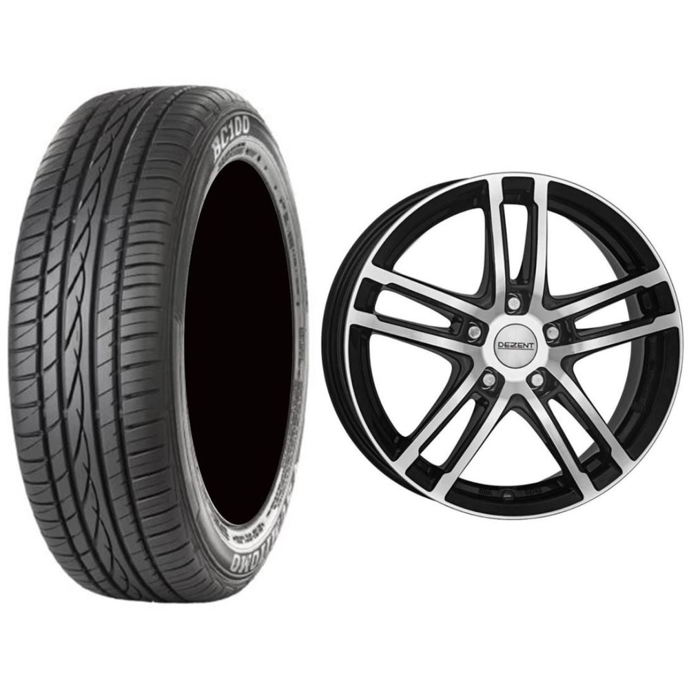Roata completa Dacia Duster janta aliaj Dezent TZ dark 5x114.3, 16 inch si anvelopa vara Sumitomo BC100 215/65R16 98H
