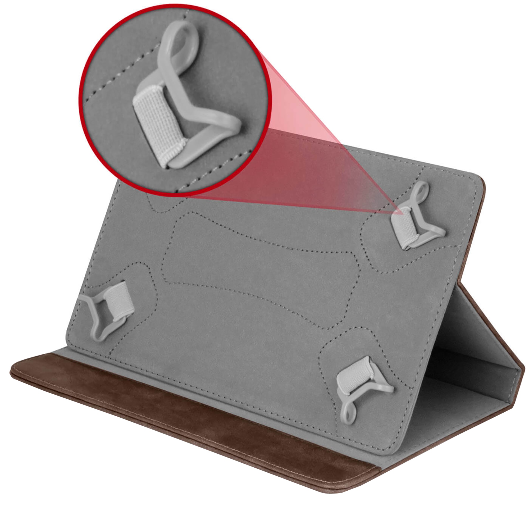Husa de protectie tableta 360 ° Universala, 8’’, Piele ecologica, Suport, Maro inchis
