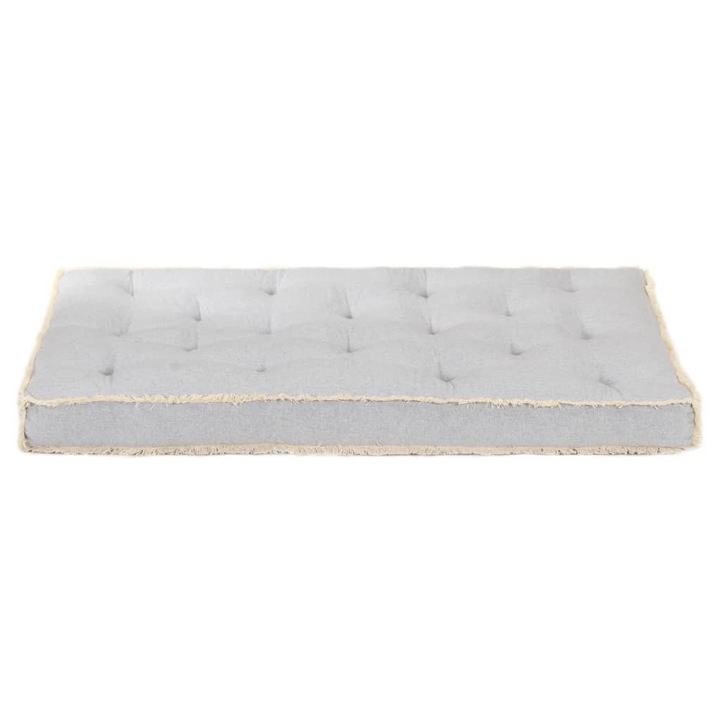 Perna pentru canapea paleti de exterior, vidaXL, Bumbac 100%, 120 x 80 x 10 cm, Gri inchis